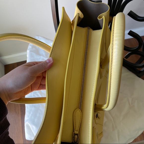 Celine mini luggage tote in smooth leather light yellow - Picture 8 of 15